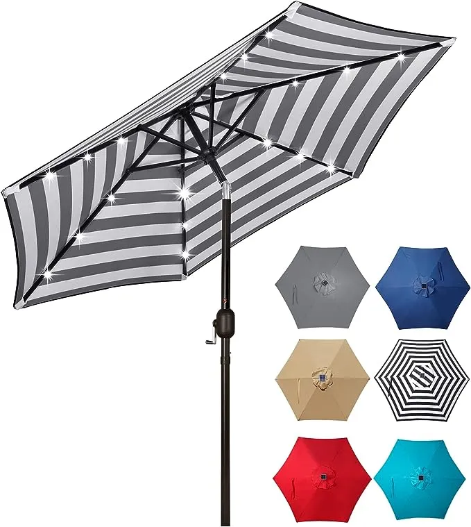 Blissun 7.5 Ft Solar Umbrella 18 Led Lighted Patio Umbrella Table