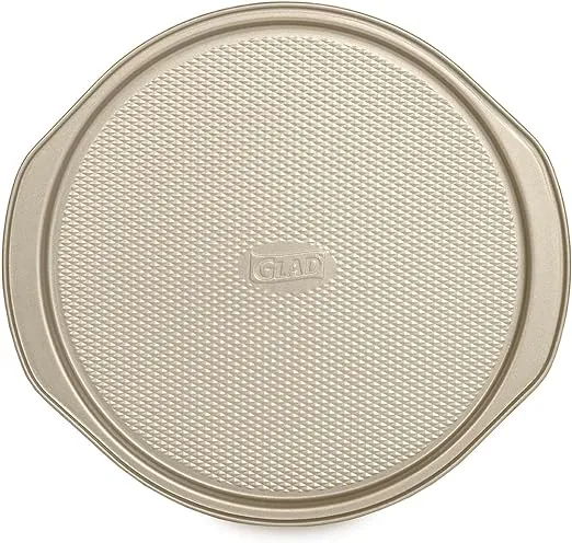 Glad Nonstick Large Pizza Pan for Oven | Round Baking Tray | Textured Cooking Sheet Crisper | Premium Bakeware Series for Home Kitchen