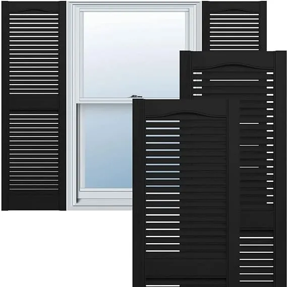 Ekena Millwork Louvered Shutters 14-1/2&#034;x55&#034; Vinyl Standard Cathedral Top Center