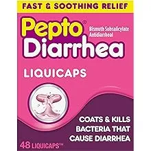 Pepto Bismol Diarrhea LiquiCaps, Anti Diarrhea Medicine for Fast Diarrhea Relief, Antidiarrheal Liquid Pills, 48 LiquidCaps