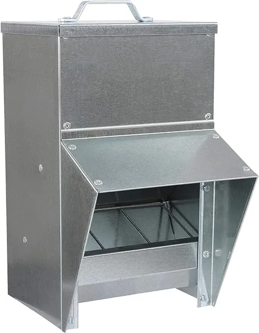 Rural365 25lb Capacity Galvanized Chicken Feeder Weatherproof Coop Dispenser