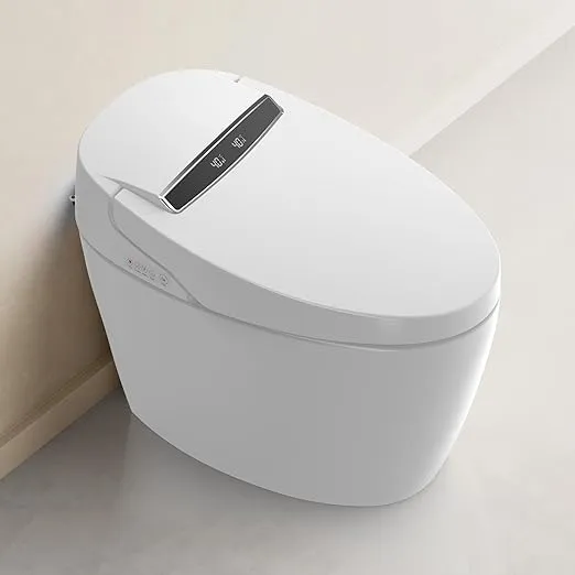 Smart Toilet Bidet with Elongated Dual Flush Foot Sensor