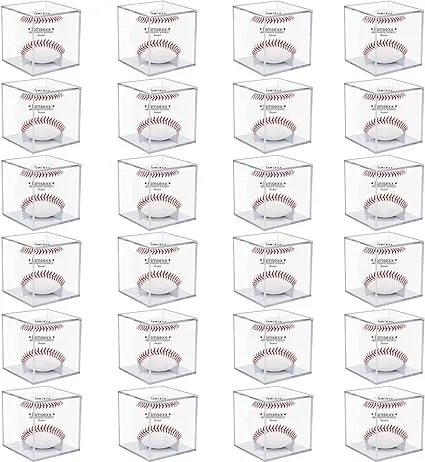 12 Pack UV Protected Acrylic Boxes for Display,Clear Display Case Baseball Cu...