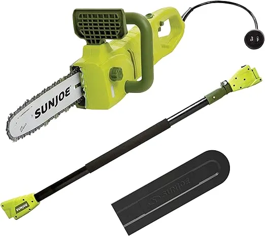 Sun Joe 24V-PS8-LTE 24-Volt 8-Inch, 14-Foot Reach, Cordless Telescoping Pole Chain Saw w/8-Inch Cutting Bar, Auto-Oiler, Adjustable Pole Head for Tree Trimming, Kit (w/2.0-Ah Battery + Quick Charger)