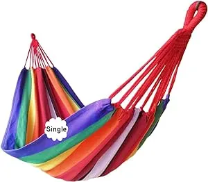 Brazilian Single Hammock 1 Person Canvas 200X100cm Total Length 310cm Load 250kg Cotton Hammock for Garden Backyard Outdoor and Indoor