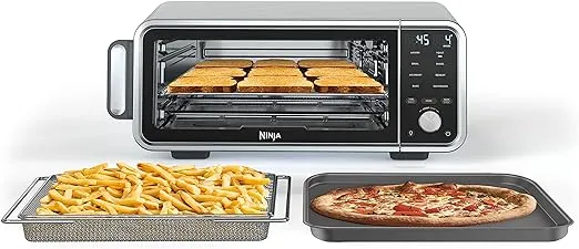 Ninja SP201 Digital Air Fry Pro Countertop 8-in-1 Oven with Extended Height, XL Capacity, Flip Up & Away Capability for Storage Space, with Air Fry Basket, Wire Rack & Crumb Tray, Silver