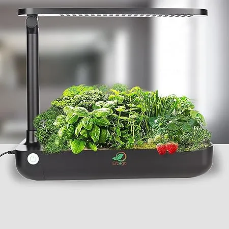 Indoor Plant Growing System | Hydroponic Fresh Herb Garden Kit, Easy to Set Up, Extendable LED Full Spectrum Grow Lights for Plants and Photosynthesis, 9 Planting Slots, 3 Set-Up Steps, Black