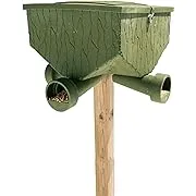 Banks Outdoors Gravity Fed Post Mounted Weatherproof Feed Bank Deer and Game Hunting Feeder with 150 Pound Capacity, Green