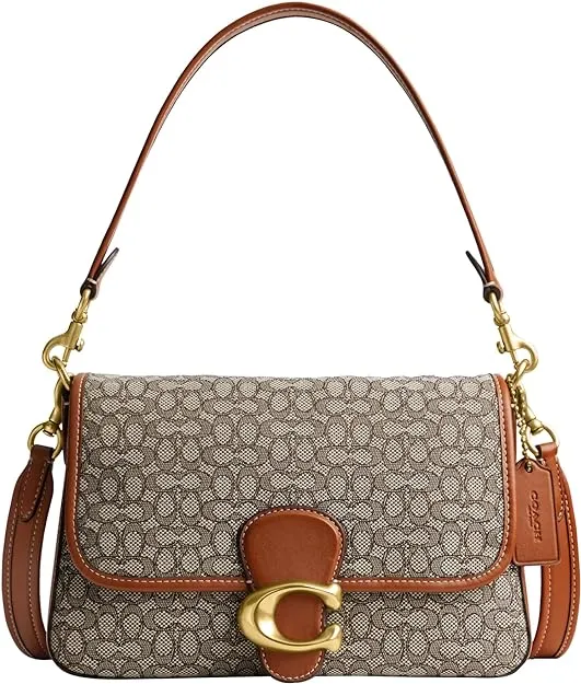 Coach Mini Signature Jacquard Soft Tabby Shoulder Bag, Cocoa Burnished Amber