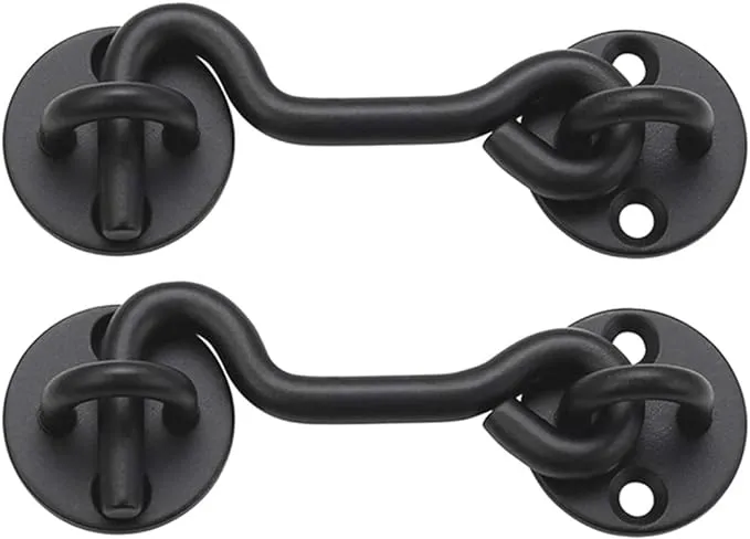 Raswik (2 Pack) 4" Privacy Hook and Eye Latch for Sliding Barn Door, Black