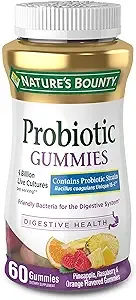 Nature's Bounty Digestive Health Probiotic Pineapple, Raspberry & Orange Flavored Gummies 60 Gummies