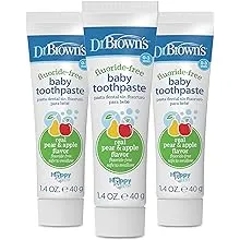 Dr. Brown's Baby Toothpaste, Strawberry Flavor Toddlers and Kids Love, Fluoride Free, Made in the USA, 0-3 years, 1.4oz, 3 Pack