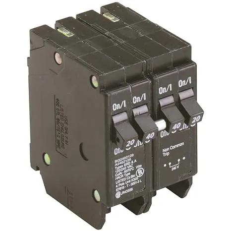 Eaton BQ Quad Breaker One 2 Pole 40 Amp and Two 1 Pole 20 Amp Independent Trip BQ2402120