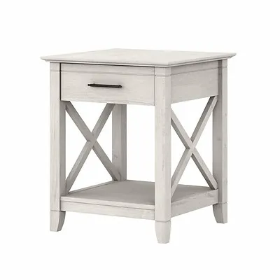 Bush Furniture Key West End Table with Storage, Dark Gray Hickory