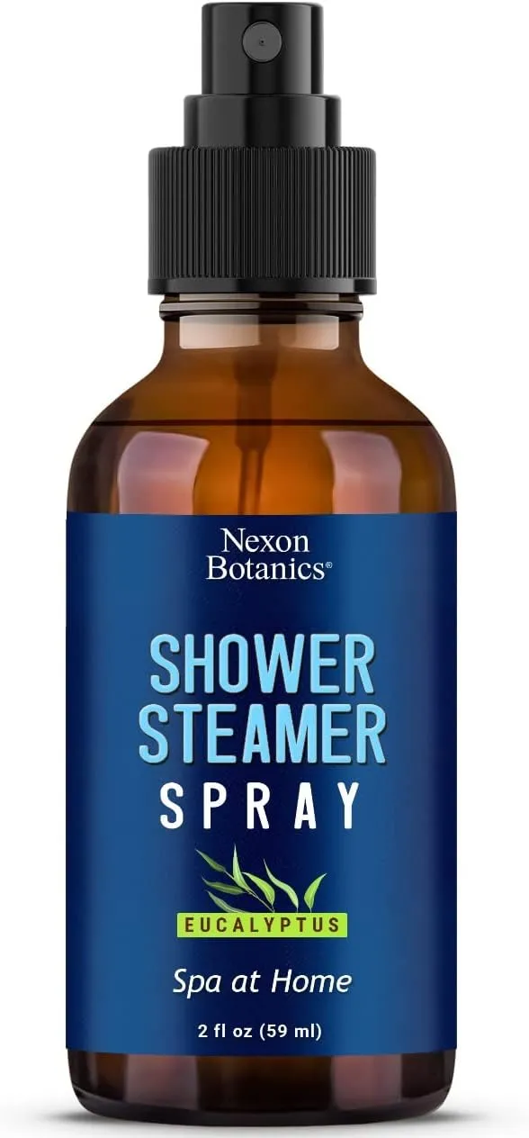 Eucalyptus Shower Steamer Spray 2 fl oz - Shower Aromatherapy Spray - Eucalyptus Shower Spray - Sauna Spa Steam Mist at Home, Room - Essential Oil Shower Eucalyptus Spray - Nexon BotanicsEucalyptus Shower Steamer Spray 2 fl oz - Shower Arom…