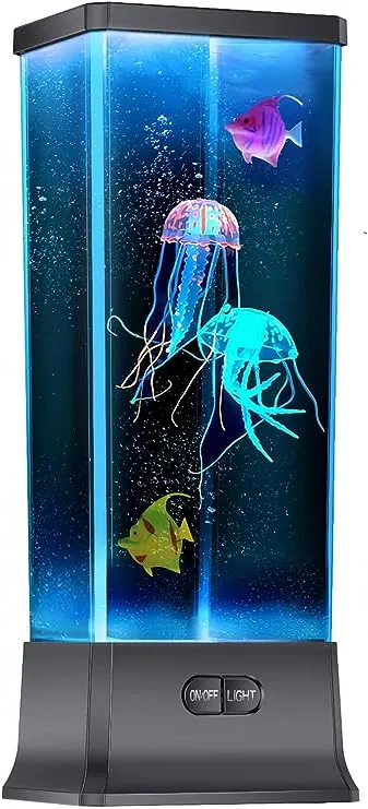 COLORLIFE Electric Jellyfish Tank Table Lamp with Color Changing Light Gift for Kids Men Women Home Deco for Room Mood Light for Relax(Black)