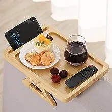 Gehe Couch Arm Table Tray, Bamboo Sofa Arm Tray Table For Couch Arm,, Phone