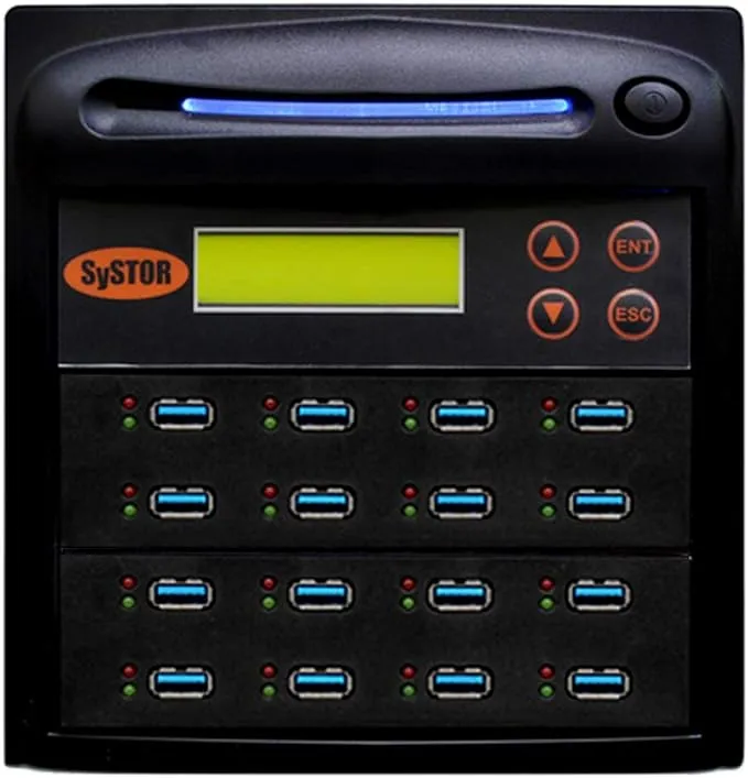 Systor 1 to 15 USB 3.0/3.1 Duplicator & Sanitizer 18GB/Min - Standalone Multiple Flash Memory Copier & Storage Drive Eraser, Speeds Up to 300MB/Sec (SYS-USB30-15)