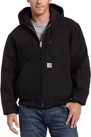 "CARHARTT Hooded Jacket: Jacket, Men's, Jacket Garment, M, Black, Tall, Insulated for Cold Conditions"