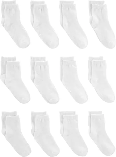 Simple Joys by Carter's Baby Toddler 12-Pack Sock Crew, White 2T/3T