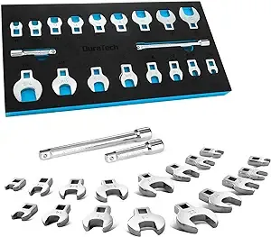 DURATECH 3/8" Drive Crowfoot Wrench Set with 2 Extension Bars SAE & Metric