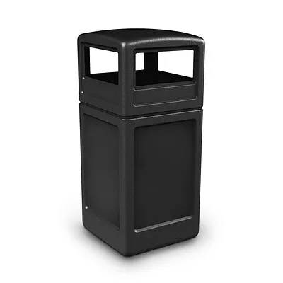 Commercial Zone Products PolyTec Series 42gal Square Trash Can with Dome Lid, Black (73290199)