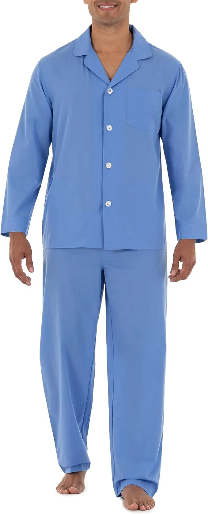 Fruit of the Loom Men's and Big Men's Long Sleeve Pajama Set, 2-Piece