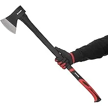 INTERTOOL 36” Wood Chopping Axe, 2.8 Lbs, Long Tree Felling Ax, Firewood Cutting, Shock Absorbing Fiberglass Anti-Slip Handle with Blade Cover HT-0264