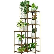 Bamworld Plant Stand Indoor Outdoor Corner Plant Shelf 54.7" Tall Plant Table Wood Large Plant Holder for Multiple Plants Patio Balcony Garden Office Home Decor