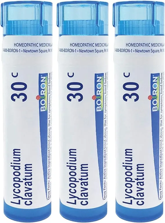 Boiron Lycopodium Clavatum 30C Homeopathic Medicine for Relief from Bloating, Gas Relief, and Stomach Pressure or Discomfort, 3 Count (Pack of 1) (Total 240 Pellets)