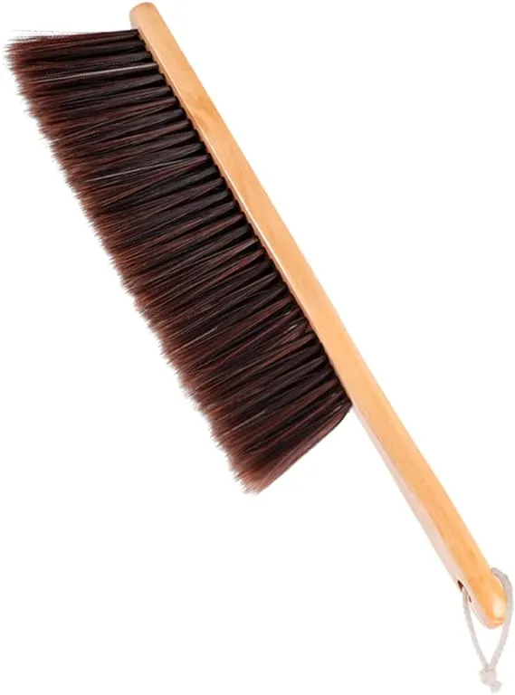 Hand Broom,Horse Hair Brushes,Soft Horsehair Upholstery Brush with Handle,Shop Brush Dustpan,Foxtail Broom,Dust Broom for Bench/Couch/Furniture/Couch/Counter/Bed/Fireplace Ash Dusting,Duster Cleaning