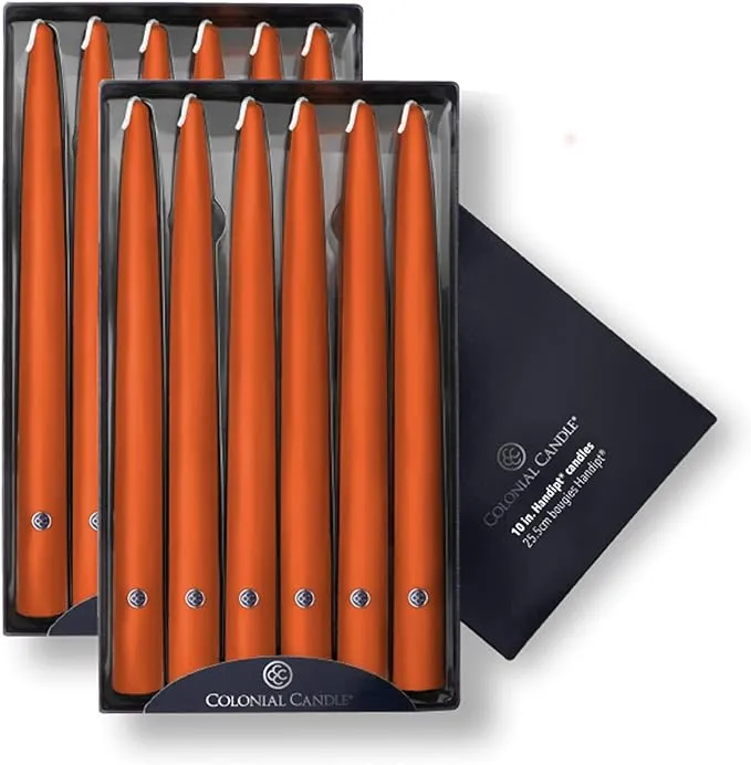 Colonial Candle | 10" Pumpkin Handipt Taper, 12 Pack