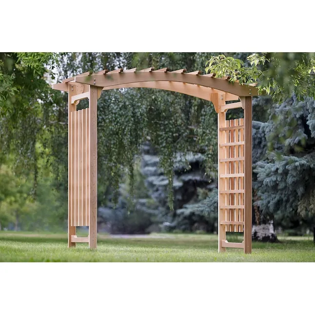 All Things Cedar 7.83-ft W x 7.25-ft H Arched Natural Wood Cedar Garden Arbor