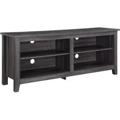 Walker Edison Wren Classic 4 Cubby TV Stand for TVs up to 65 Inches, 58 Inch, Charcoal