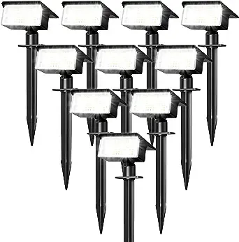 nipify 10 Pack Solar Ec36 Spot Lights Outdoor, [ 75 LED/4 Modes ] Solar Spotlights Outdoor Waterproof 2-in-1 Auto On/Off Solar Landscape Lighting for