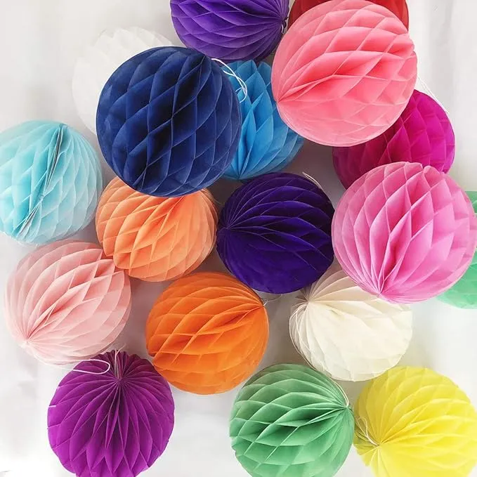 20pcs Honeycomb Flower Balls Party Honeycomb Balls Decoration Paper Flower Balls Tissue Paper Flower Ball Pom Poms Ball for Birthday Wedding Home