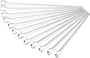 12 Shish Kabob Skewers Stainless Steel - Flat, Wide, 14.5" Barbecue BBQ Accessor