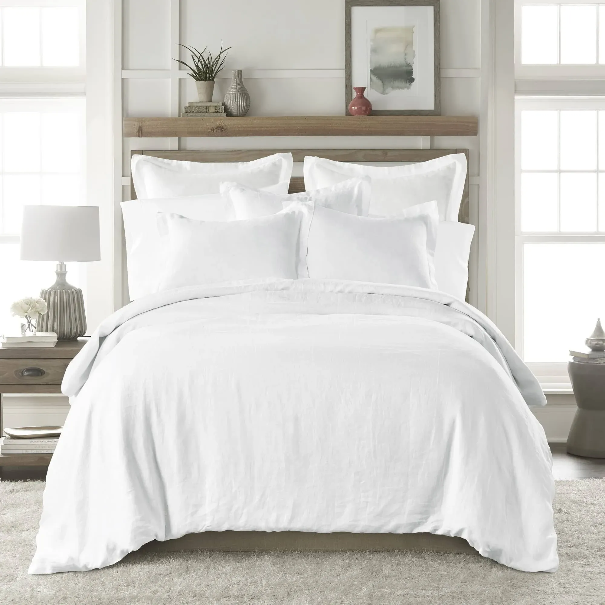 Levtex Home Washed Linen White King Duvet Cover