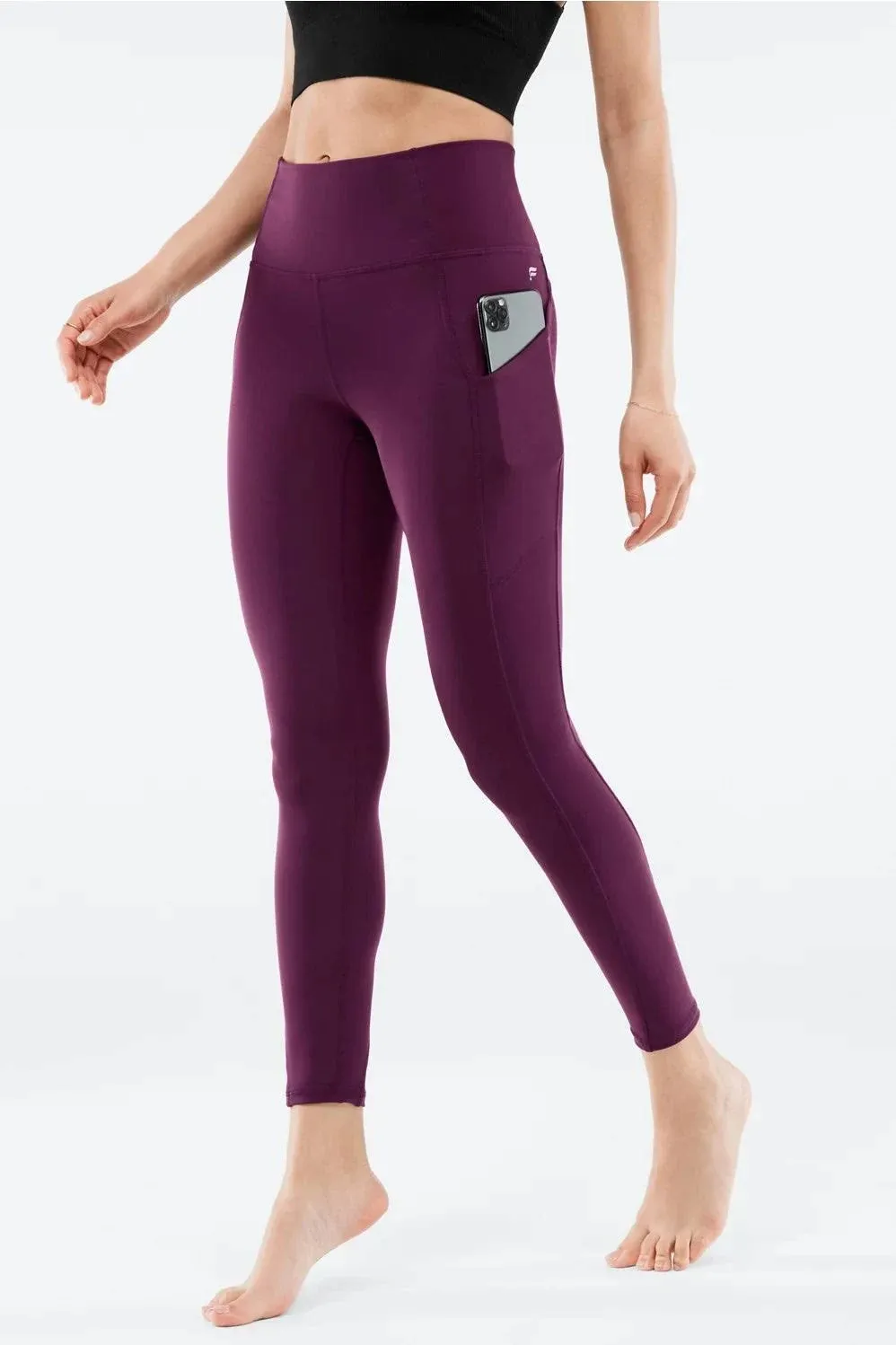 Fabletics Oasis Pureluxe High-Waisted 7/8 Legging, Size Small - S/Burgundy