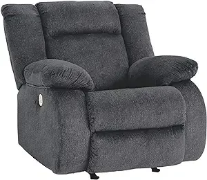 Signature Design by Ashley Burkner Adjustable Power Rocker Recliner with USB Charging, Gray