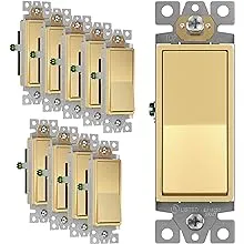 Enerlites Elite Series Decorator Rocker Light Switch, 15A 120V/277V, Gloss Finish, Single Pole, 3 Wire, Grounding Screw, Residential Grade, UL Listed