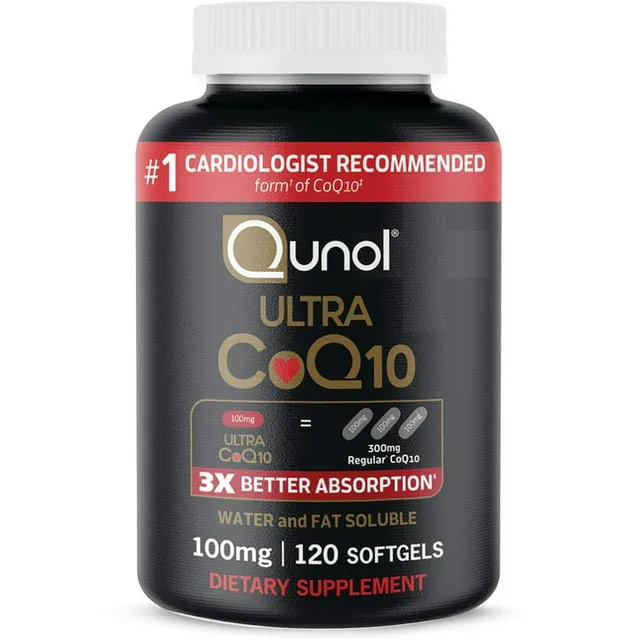 Qunol CoQ10 100mg Softgels, Ultra CoQ10 100mg, 3x Better Absorption, Antioxidant for Heart Health & Energy Production, Coenzyme Q10 Vitamins and Supplements, 4 Month Supply, 120 Count