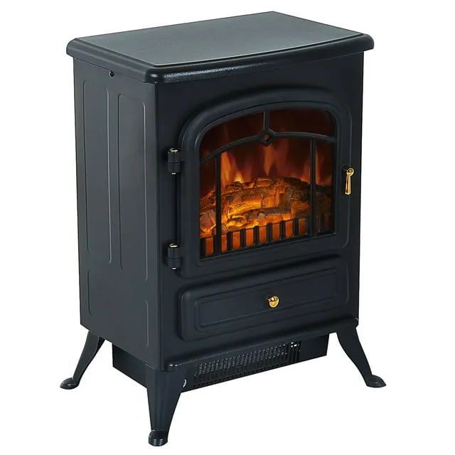 HOMCOM 16" 1500W Free Standing Electric Wood Stove Fireplace Heater