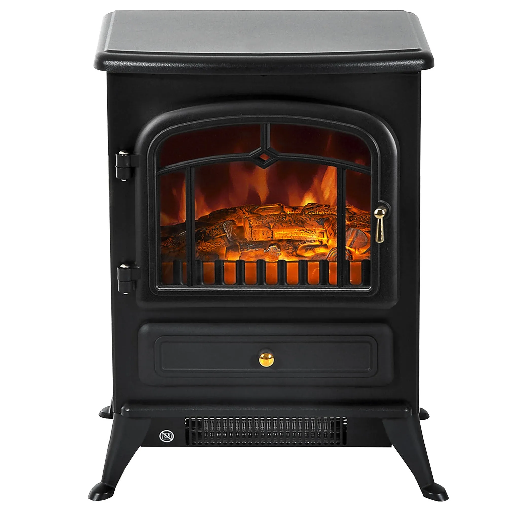 HOMCOM 16" 1500W Free Standing Electric Wood Stove Fireplace Heater