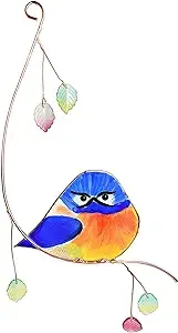 Lolitarcrafts Grumpy Owl Stained Glass Suncatcher Bluebird Stained Window Painting Bird Hanging