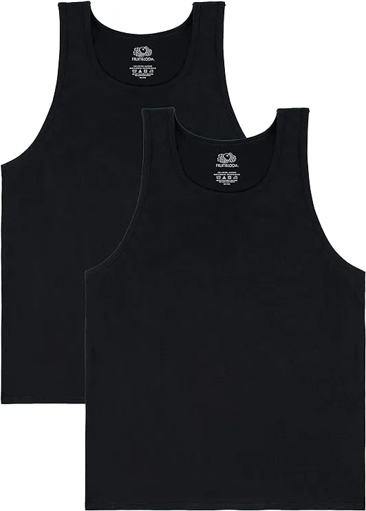 Fruit of The Loom Men's EverSoft Cotton Sleeveless Moisture Wicking T-shirts with Odor Control