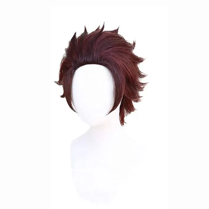 Anime Kamado Tanjirou Cosplay Wig for Demon Slayer: Kimetsu No Yaiba Characters ...