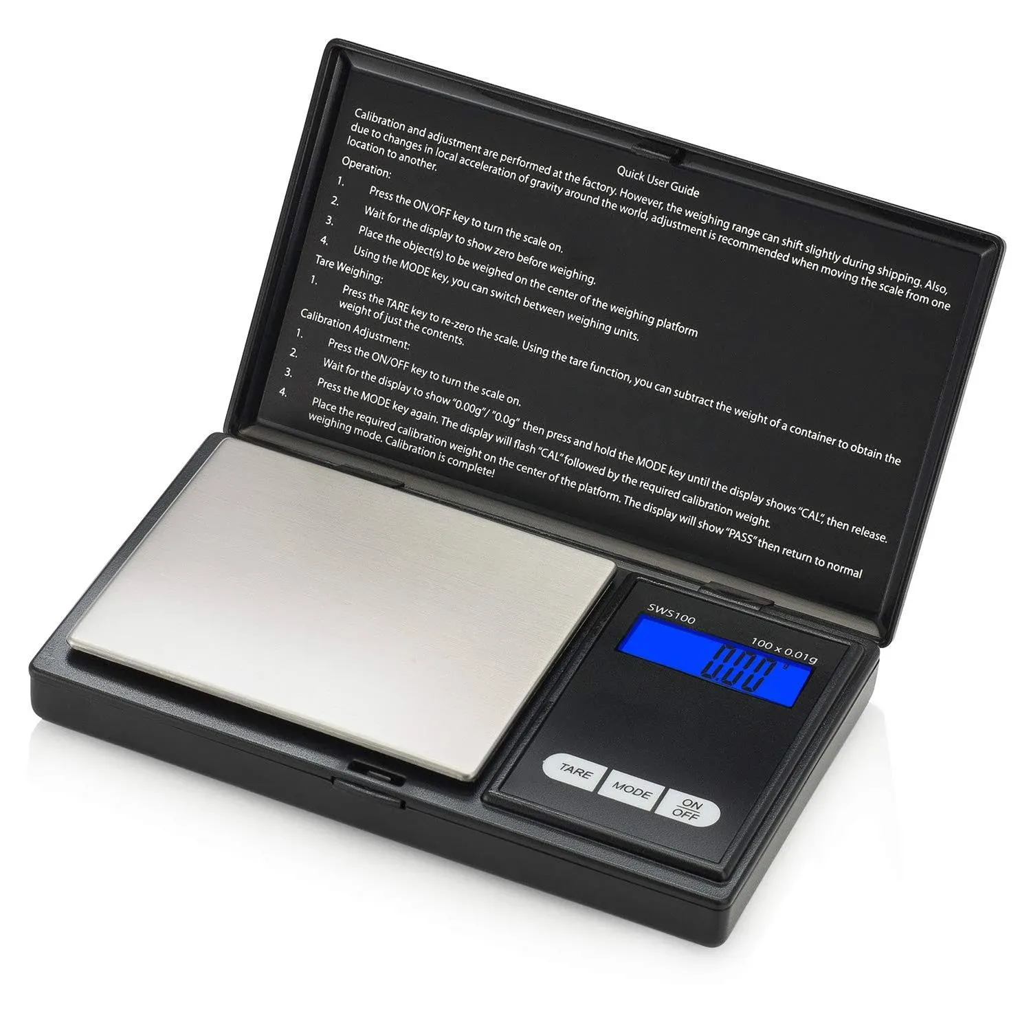 Smart Weigh Digital Pocket Gram Scale, 1000g x 0.1 Grams, Digital Gram Scale, Jewelry Scale, Food Scale, Medicine Scale, Kitchen Scale Black, Battery Included