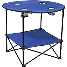 Pop Up Picnic Table Portable Folding Beach Table with Cupholders and Carry Bag, Large 28” x 28”x 24” Blue