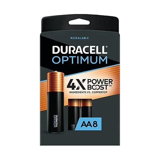 Duracell Optimum Batteries, Alkaline, AA, 1.5 V - 8 batteries